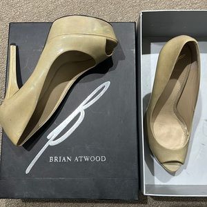 B Brian Atwood high heel platform, open toe shoes